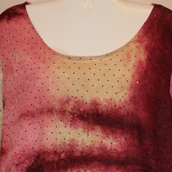 Only Nine Woman Sequin Shirt Cream & Rose Lined 3X - Picture 3 of 8